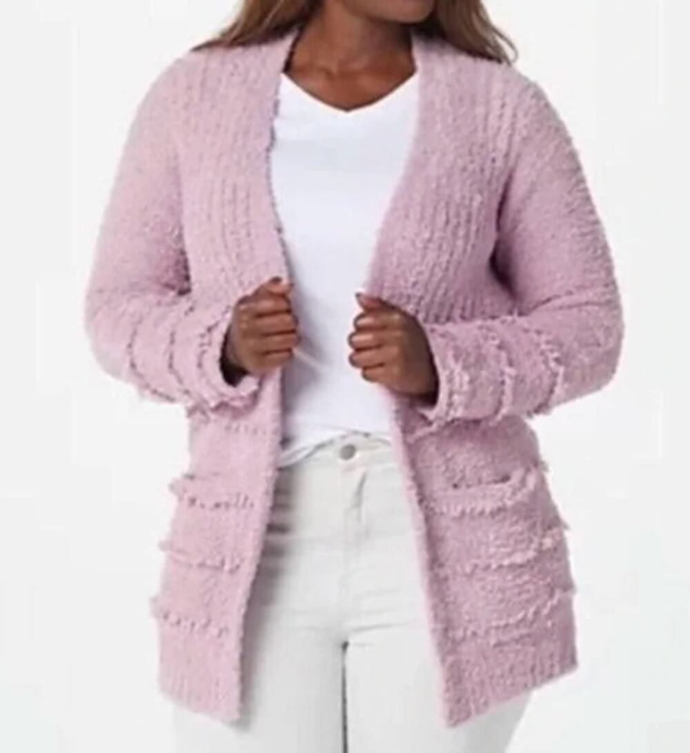 NWT BAREFOOT DREAMS Orchid Pink COZYCHIC BOARDWALK CARDIGAN SWEATER 3X Plus